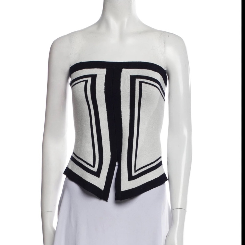 NWT Caroline Constas knit black and white tube top